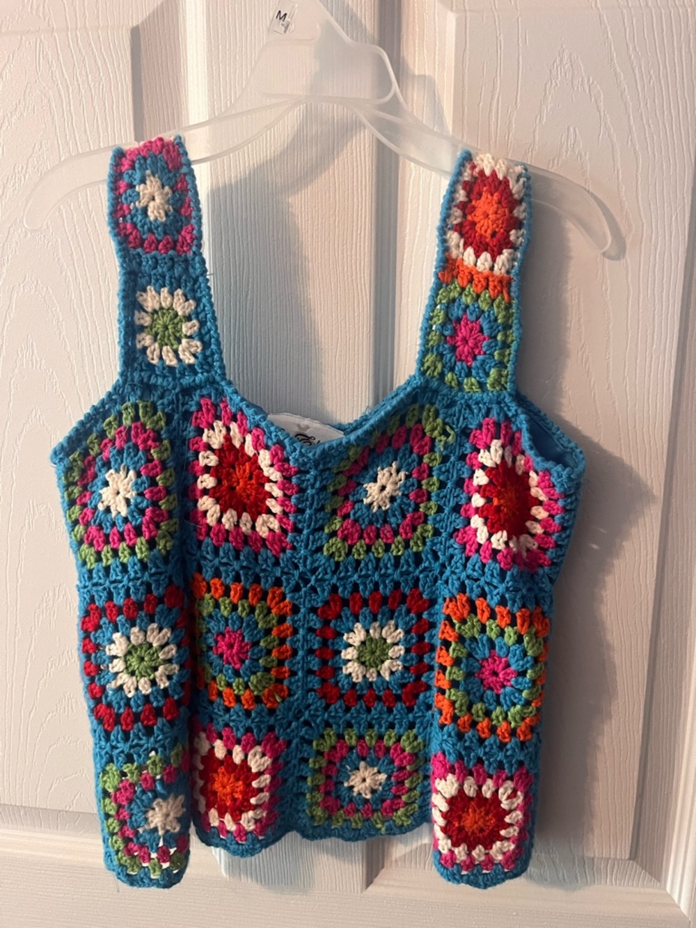 Rare Editions Bright Turquoise Tank Top with Multicolor Trim